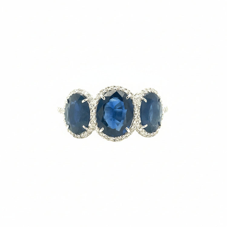 18k White Gold Sapphire Halo Ring