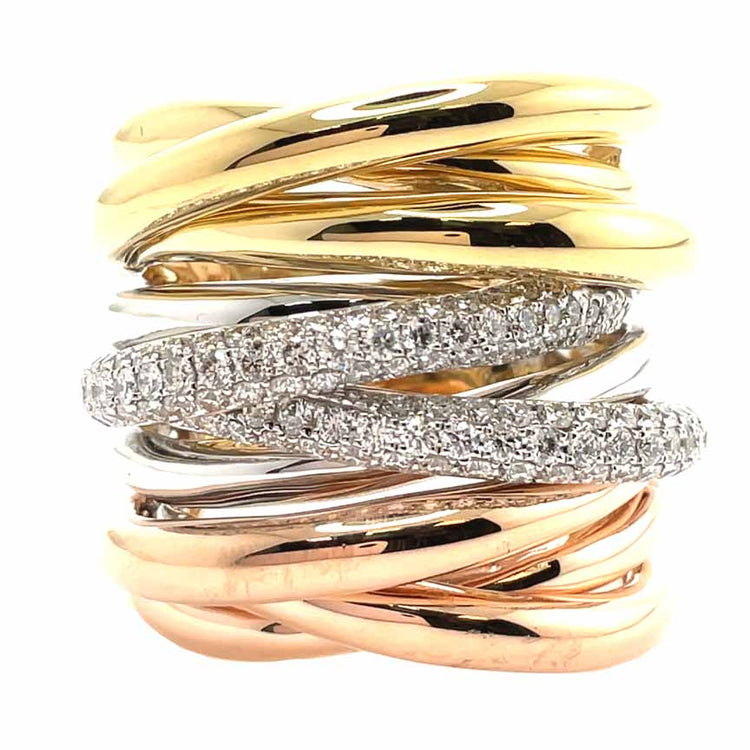 18KYG/WG/RG 0.98CT DIA WIDE WRAP RING