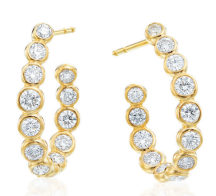 18k Diamond Bezel Hoops