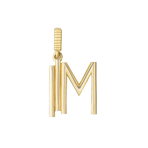 18k Yellow Gold Letter M Pendant