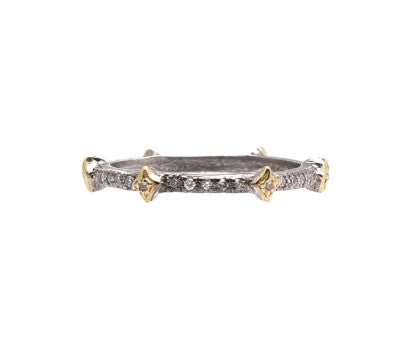 STSLVR/18KYG DIA OLD WORLD STACK RING