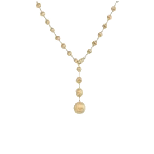 18KYG 19.75" MEL=0.10 GVVS BR DIA AFRICA BEAD Y NECKLACE