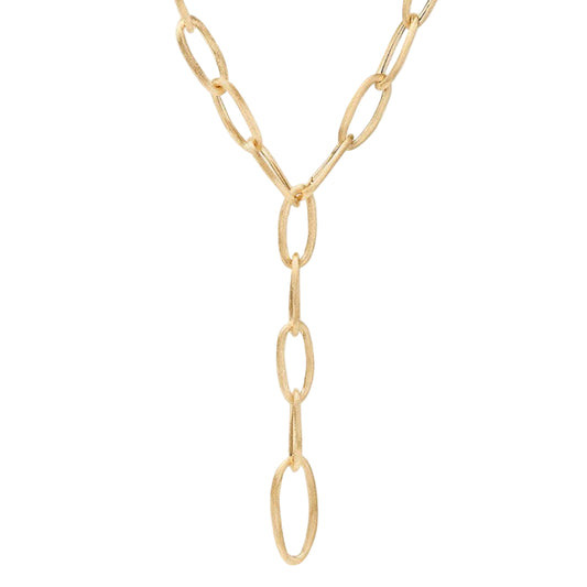 18KYG 18" JAIPUR LINK OVAL HAND ENGRAVED NECKLACE