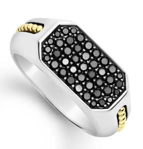 Two-Tone Octagon Black Diamond Ring