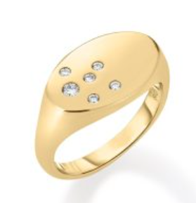 Designer Gold Large Diamond Signet Ring