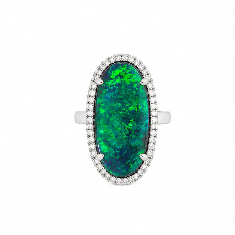 Black Opal Halo Ring