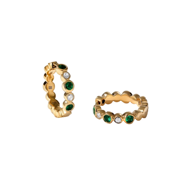 Emerald & Diamond Hoop Earrings