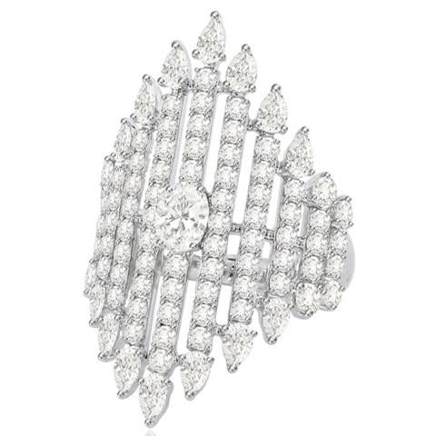 18k White Gold Diamond Tassel Ring