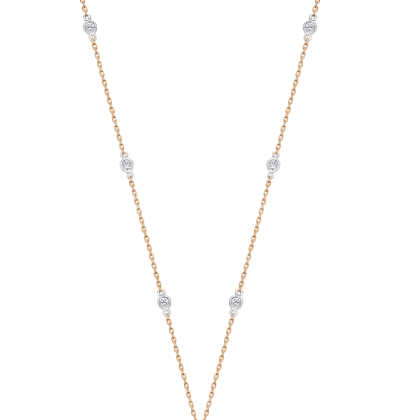 18KRG 18"  10=1.00CT DIAMOND EYEGLASS CHAIN