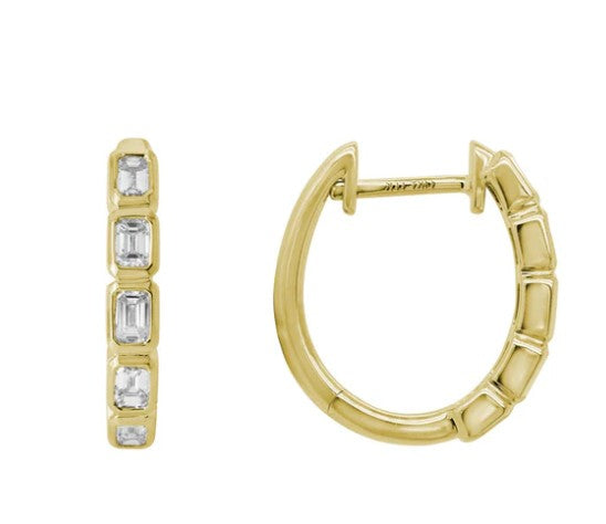 14KYG 10=0.61CT EM DIA BEZEL HOOPS