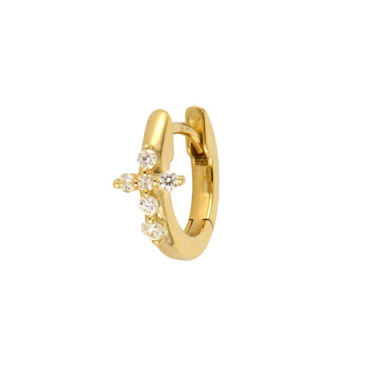 Tiny Cross Hoop Earring