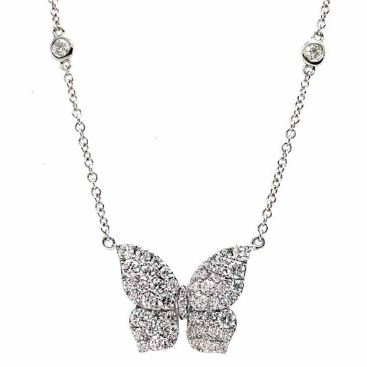 18KWG 18" 1.47CT PAVE DIA BUTTERFLY NECKLACE