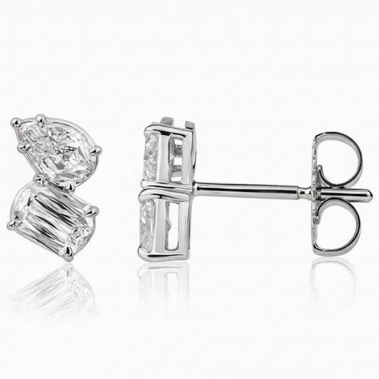 14k White Gold Multi Stone Earrings