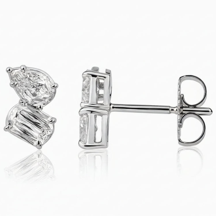 14k White Gold Multi Stone Earrings