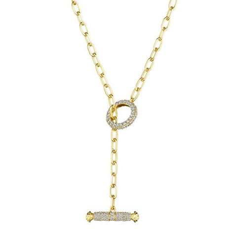 18KYG MEL=2.33 GH SI DIA LINK NECK W/TOGGLE CLASP