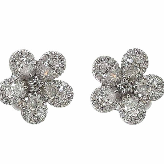 18KWG 2.18CT RD/PS SM FLOWER STUD EARRINGS