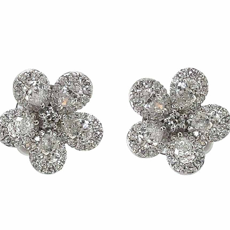 18KWG 2.18CT RD/PS SM FLOWER STUD EARRINGS
