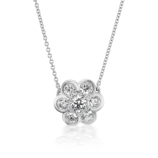 18k White Gold Cluster Necklace