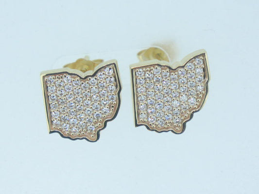 14k Yellow Gold OSU Lab Grown DIamond Earrings