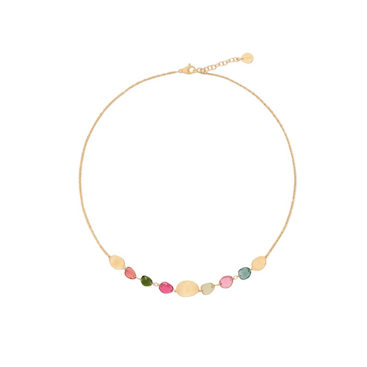 18KYG 16.5" MUTLI TOURMALINE LUNARIA NECKLACE