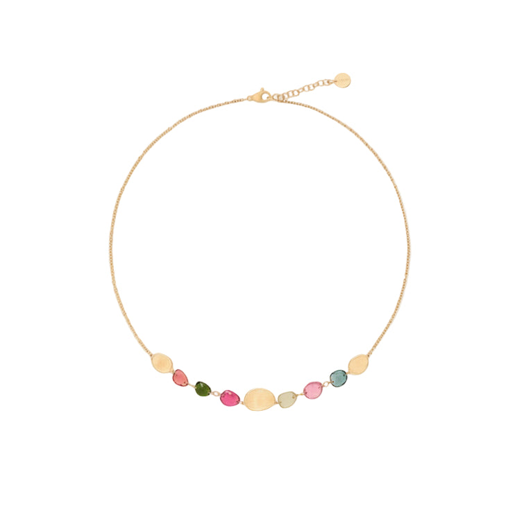 18KYG 16.5" MUTLI TOURMALINE LUNARIA NECKLACE