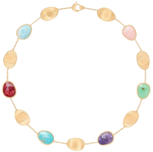 18KYG 17"  LUNARIA MIX GEMSTONE NECKLACE
