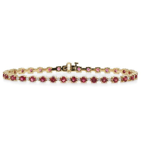Ruby & Diamond Line Bracelet