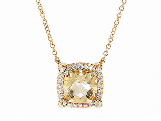 18k Yellow Gold Champagne Citrine & Diamond Chatelaine Necklace