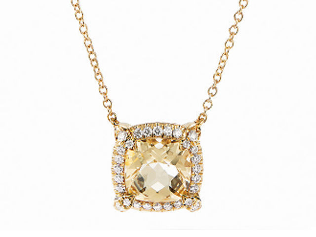 18k Yellow Gold Champagne Citrine & Diamond Chatelaine Necklace