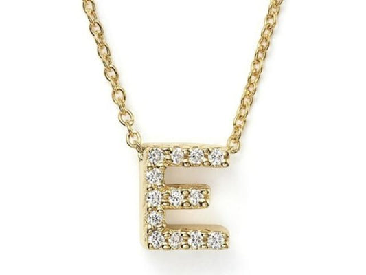18KYG DIAMOND LOVE-LETTER "E" NECKLACE