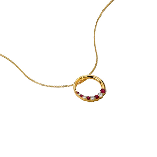 Ruby & Diamond Circle Pendant