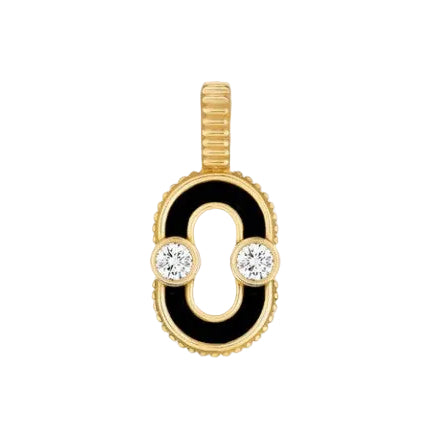18k Yellow Gold Onyx & Mother of Pearl Magnetic Charm