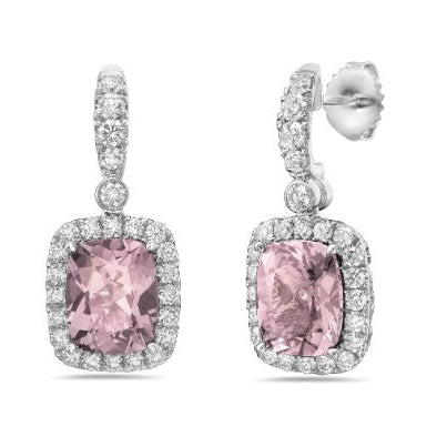 18KWG MORGANITE, PK SAP, DIA PASTEL EARRINGS