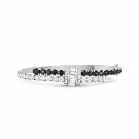 18KWG WHITE/BLACK DIAMOND SINGATURE PULL BRACELET