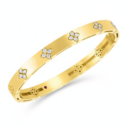 18k Yellow Gold Roberto Coin Diamond Love in Verona Bangle