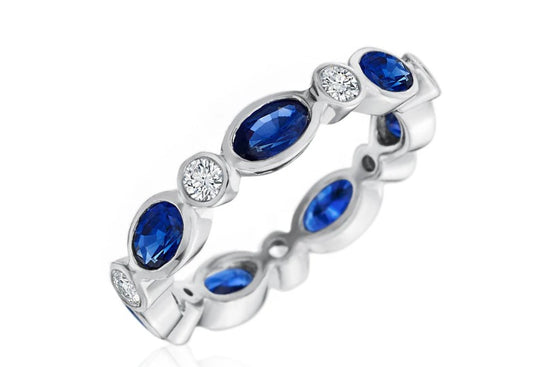 18k White Gold Diamond Sapphire Ring