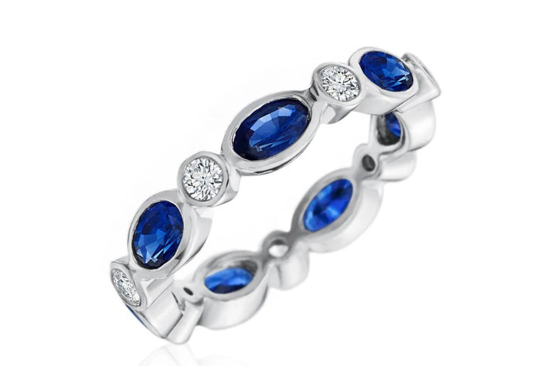 18k White Gold Diamond Sapphire Ring