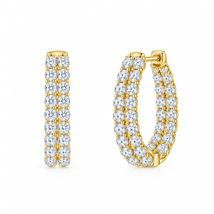 Double Hoop Earrings with Graduated Diamonds