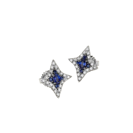 18k White Gold Sapphire & Diamond Stud Earrings