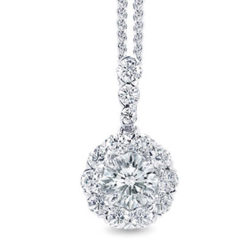 14k White Gold Diamond Halo Neckace