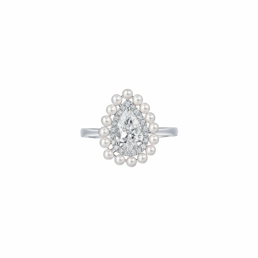 Lab Grown Diamond Pearl Halo Engagment Ring (1.13 tcw)