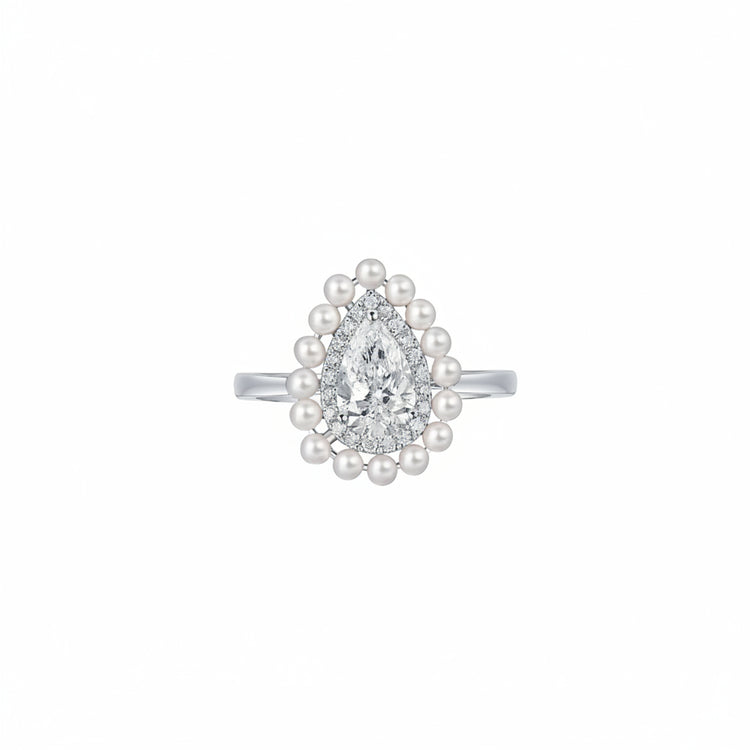 Lab Grown Diamond Pearl Halo Engagment Ring (1.13 tcw)