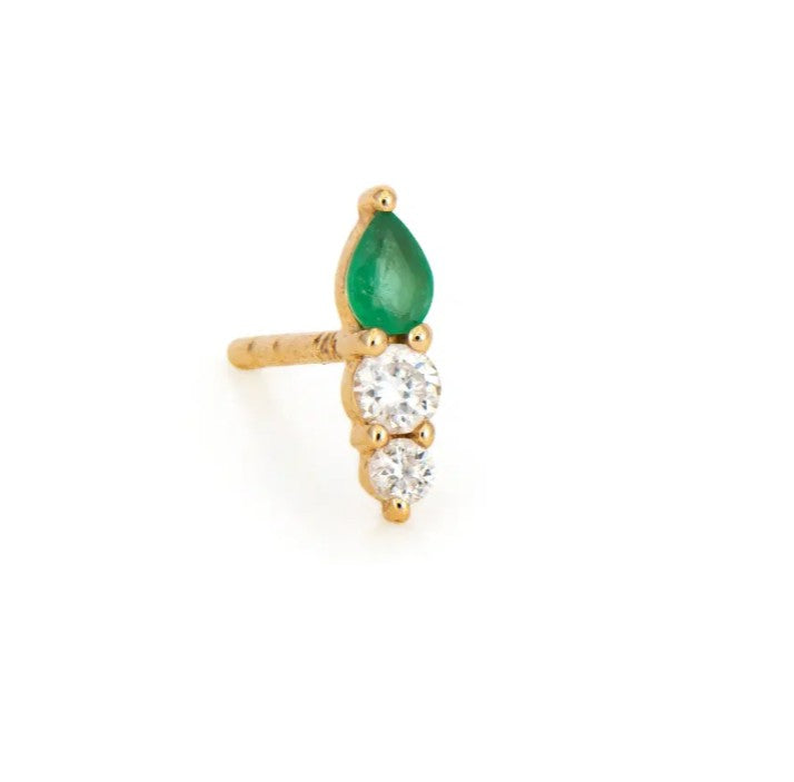 Sparkling Sea Emerald and Diamond Bar Stud