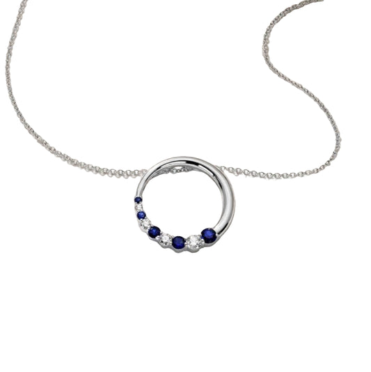 Sapphire & Diamond Journey Circle Pendant