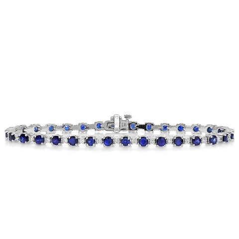 18k White Gold Sapphire & Diamond Line Bracelet