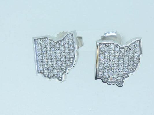 14k White Gold OSU Lab Grown DIamond Earrings