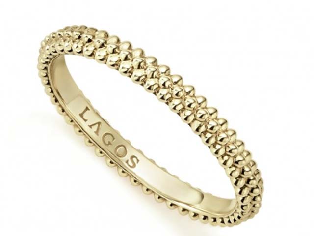 18K Gold Caviar Stacking Ring Size 7