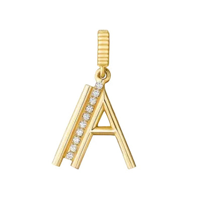 18k Yellow Gold Letter A Pendant
