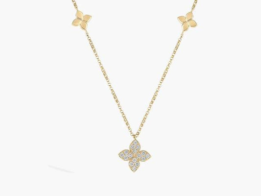 18KYG 17.5" 16=0.17CT GHSI DIA LOVE BY THE INCH STATION NECKLACE