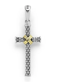 Two-Tone Caviar Beaded X Cross Amulet
